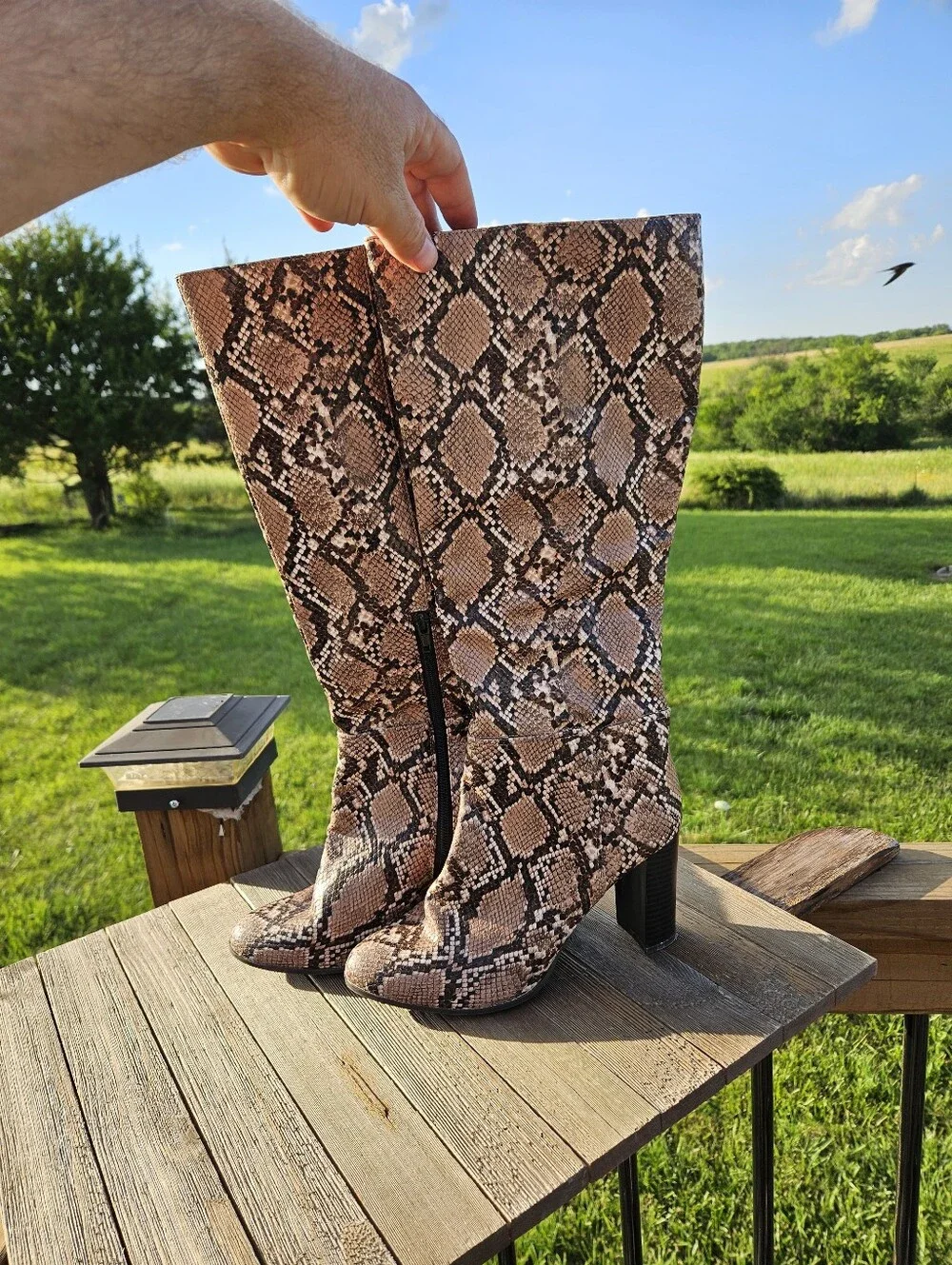 Target brown and beige snake print knee high boots in a US 8 #kneehighboots #sna